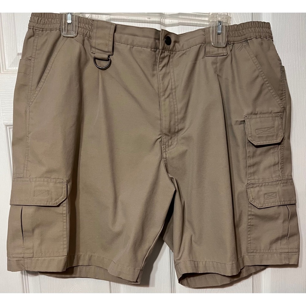 Propper Public Safety Mens Khaki Tactical Cargo Shorts Tan Size 44 Elastic Waist